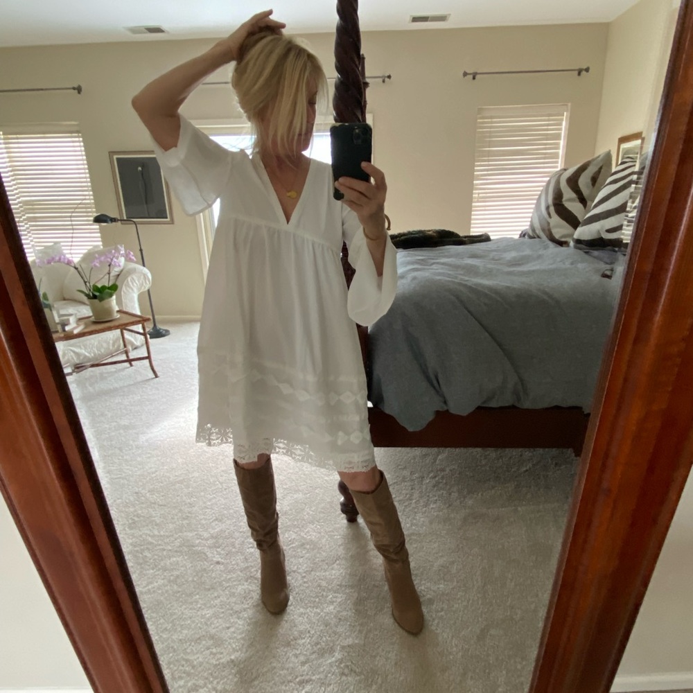 nwt white flared sleeve dress